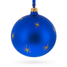 Load image into Gallery viewer, Hockey Player in Action on Blue Glass Ball Christmas Sports Ornament 4 Inches