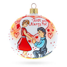 Load image into Gallery viewer, Proposal 'Will You Marry Me?' Glass Ball Christmas Ornament 4 Inches
