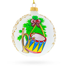Load image into Gallery viewer, Trumpet and Drum Music Instruments Glass Ball Christmas Ornament 4 Inches