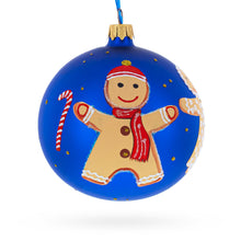 Load image into Gallery viewer, Gingerbread Family with Candy Cane Glass Ball Christmas Ornament 4 Inches