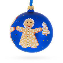 Load image into Gallery viewer, Gingerbread Family with Candy Cane Glass Ball Christmas Ornament 4 Inches