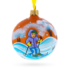 Load image into Gallery viewer, Boy Skiing Glass Ball Christmas Ornament 3.25 Inches