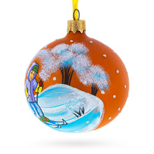 Load image into Gallery viewer, Boy Skiing Glass Ball Christmas Ornament 3.25 Inches