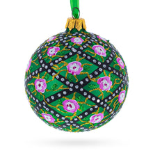 Load image into Gallery viewer, 1907 Rose Trellis Royal Green Glass Ball Christmas Ornament 3.25 Inches