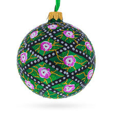 Load image into Gallery viewer, 1907 Rose Trellis Royal Green Glass Ball Christmas Ornament 3.25 Inches