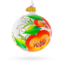 Load image into Gallery viewer, Poppy Flowers on White Glass Ball Christmas Ornament, 3.25 Inches