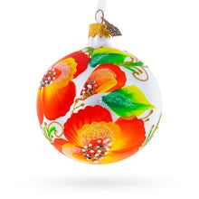Load image into Gallery viewer, Poppy Flowers on White Glass Ball Christmas Ornament, 3.25 Inches