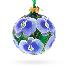 Load image into Gallery viewer, Blue Orchids on Verdant Green Glass Ball Christmas Ornament 3.25 Inches
