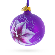 Load image into Gallery viewer, Purple Lily Blossoms Glass Ball Christmas Ornament 3.25 Inches