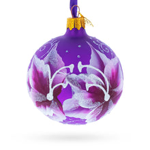 Load image into Gallery viewer, Purple Lily Blossoms Glass Ball Christmas Ornament 3.25 Inches