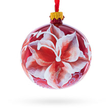 Load image into Gallery viewer, Red Lilies Glass Ball Christmas Ornament 3.25 Inches