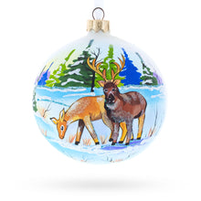 Load image into Gallery viewer, Majestic Deer in Winter Forest Glass Ball Christmas Ornament 4 Inches