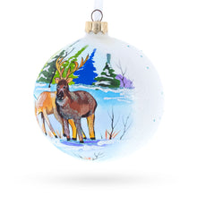 Load image into Gallery viewer, Majestic Deer in Winter Forest Glass Ball Christmas Ornament 4 Inches