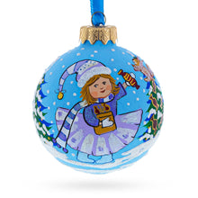 Load image into Gallery viewer, Girl with Candy and Squirrel Glass Ball Christmas Ornament 3.25 Inches