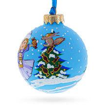 Load image into Gallery viewer, Girl with Candy and Squirrel Glass Ball Christmas Ornament 3.25 Inches