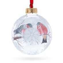 Load image into Gallery viewer, Bullfinches On Snowy Branch Glass Ball Christmas Ornament 3.25 Inches