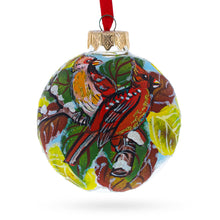 Load image into Gallery viewer, Red Cardinals in Winter Scene Glass Ball Christmas Ornament 3.25 Inches