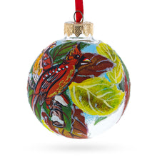 Load image into Gallery viewer, Red Cardinals in Winter Scene Glass Ball Christmas Ornament 3.25 Inches