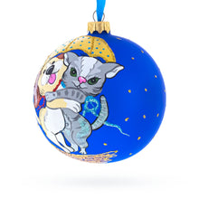 Load image into Gallery viewer, Dog and Cat Hugging Under Umbrella Glass Ball Christmas Ornament 4 Inches
