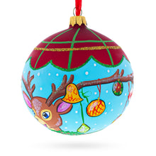 Load image into Gallery viewer, Decorated Deer Horns Glass Ball Christmas Ornament 4 Inches