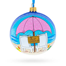 Load image into Gallery viewer, Just Married on the Beach Glass Ball Christmas Ornament 4 Inches