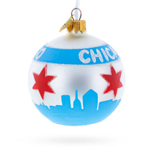 Load image into Gallery viewer, Chicago Flag Glass Ball Christmas Ornament 3.25 Inches