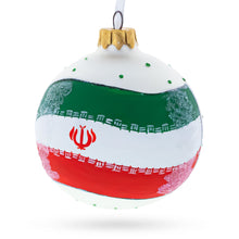 Load image into Gallery viewer, Flag of Iran Glass Ball Christmas Ornament 3.25 Inches (Made in Ukraine)