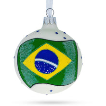 Load image into Gallery viewer, Flag of Brazil Glass Ball Christmas Ornament 3.25 Inches