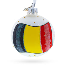 Load image into Gallery viewer, Flag of Belgium Glass Ball Christmas Ornament 3.25 Inches