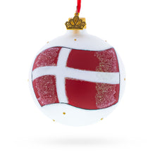 Load image into Gallery viewer, Flag of Denmark Glass Ball Christmas Ornament 3.25 Inches