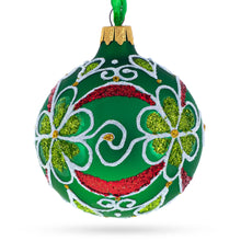 Load image into Gallery viewer, Flowers on Green Glass Ball Christmas Ornament 3.25 Inches