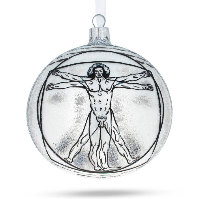 1487 Leonardo da Vinci's 'The Vitruvian Man' Glass Ball Christmas Ornament 4 Inches