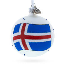 Load image into Gallery viewer, Flag of Iceland Glass Ball Christmas Ornament 3.25 Inches