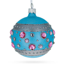 Load image into Gallery viewer, Sapphires and Diamonds Art Nouveau Design Glass Ball Christmas Ornament 3.25 Inches