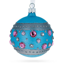 Load image into Gallery viewer, Sapphires and Diamonds Art Nouveau Design Glass Ball Christmas Ornament 3.25 Inches
