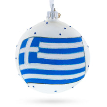 Load image into Gallery viewer, Flag of Greece Glass Ball Christmas Ornament 4 Inches