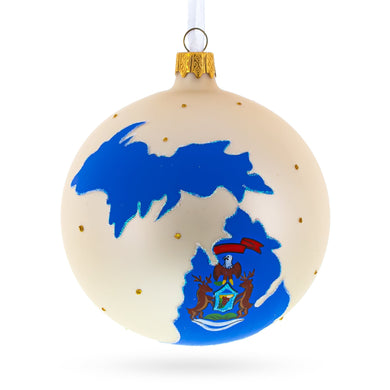 Michigan State, USA Glass Ball Christmas Ornament 4 Inches