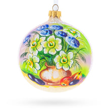 Load image into Gallery viewer, Floral Vase with Apples Masterpiece Glass Ball Christmas Ornament 4 Inches