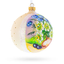 Load image into Gallery viewer, Floral Vase with Apples Masterpiece Glass Ball Christmas Ornament 4 Inches