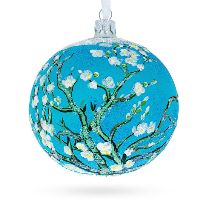 1890 'Branches with Almond Blossom' by Vincent Van Gogh Glass Ball Christmas Ornament 4 Inches