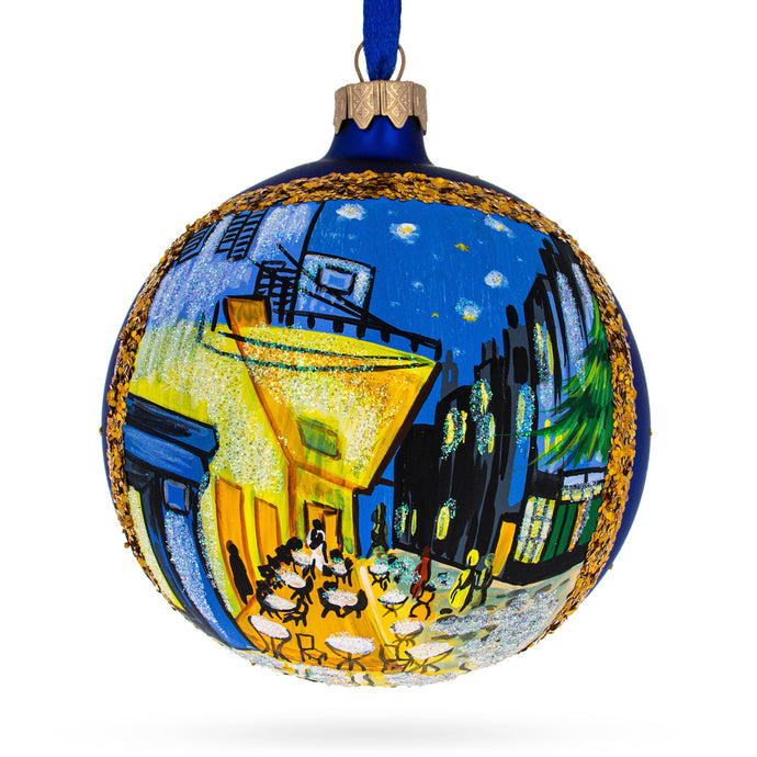 1888 'Cafe Terrace at Night' by Vincent Van Gogh Glass Ball Christmas Ornament 4 Inches