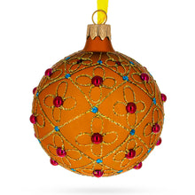 Load image into Gallery viewer, Jeweled Crosses on Gold Glass Ball Christmas Ornament 3.25 Inches