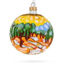 Load image into Gallery viewer, 1889 &#39;Olive Trees with Yellow Sky and Sun&#39; by Van Gogh Glass Ball Christmas Ornament 4 Inches