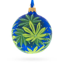 Load image into Gallery viewer, Botanical Cannabis Glass Ball Christmas Ornament 3.25 Inches