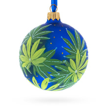 Load image into Gallery viewer, Botanical Cannabis Glass Ball Christmas Ornament 3.25 Inches