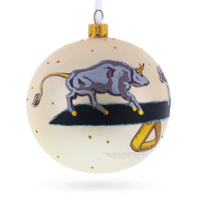 Load image into Gallery viewer, Bear vs. Bull Glass Ball Christmas Ornament 4 Inches
