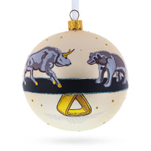 Load image into Gallery viewer, Bear vs. Bull Glass Ball Christmas Ornament 4 Inches