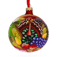 Load image into Gallery viewer, Turkey on the Field Thanksgiving Glass Ball Christmas Ornaments 4 Inches