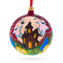Load image into Gallery viewer, Ghosts and Haunted House Glass Ball Halloween Ornament 4 Inches