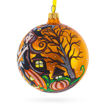 Load image into Gallery viewer, Enchanting Witch Riding Pumpkin Glass Ball Halloween Ornament 4 Inches